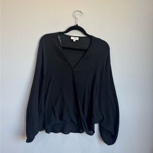 Umgee Elegant Black Wrap Blouse